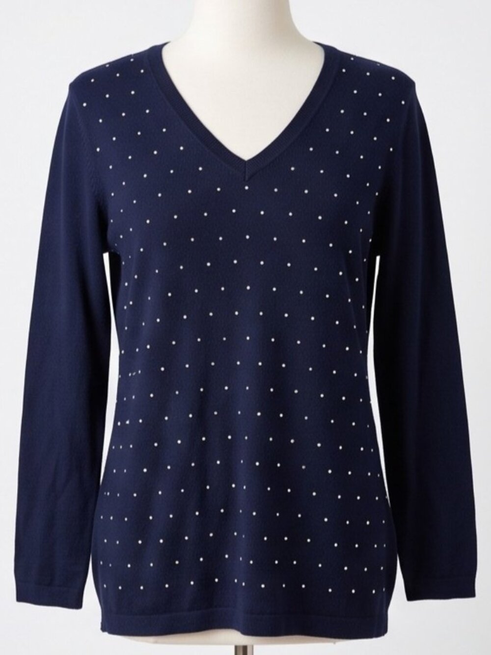 Tommy Hilfiger navy blue v neck sweater rhinestone studded in XL